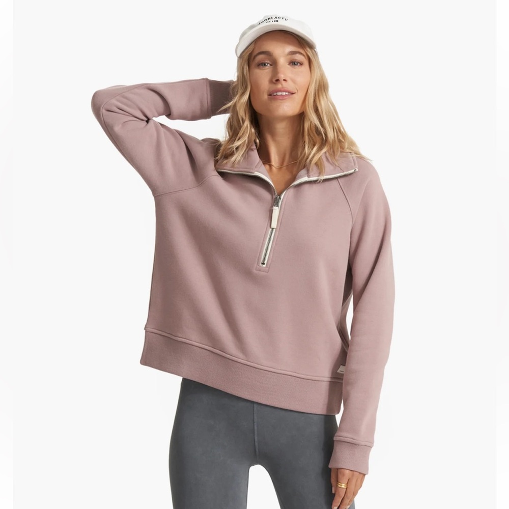 Vuori Quarter-Zip Pullover Sweatshirt in Mauve
